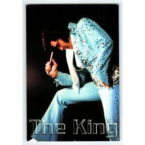 Elvis Presley The King Blue Jumpsuit Photochrome Postcard Graceland